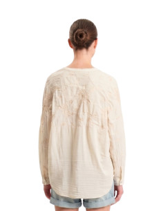 Camicia misto seta ricami LATTE