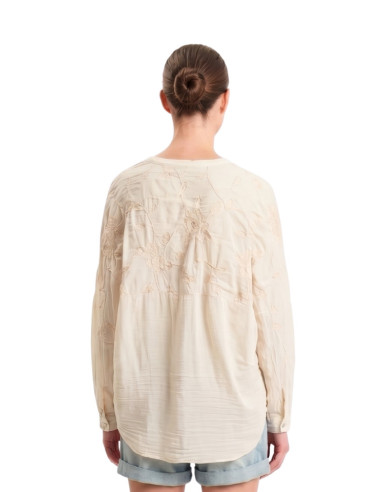 Camicia misto seta ricami LATTE