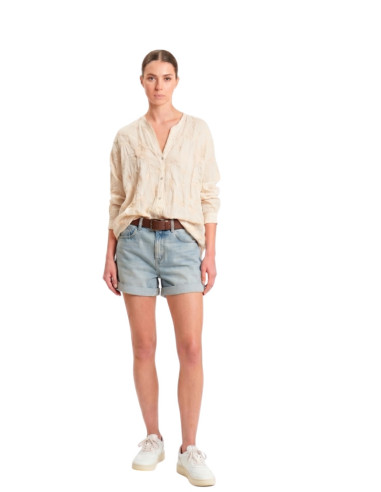 Camicia misto seta ricami LATTE