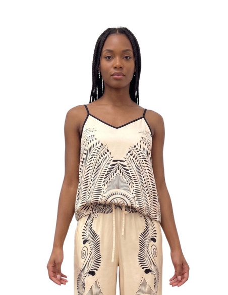 Top Bretelline Fantasia Etnica Beige Vero Moda | Glamour Shop