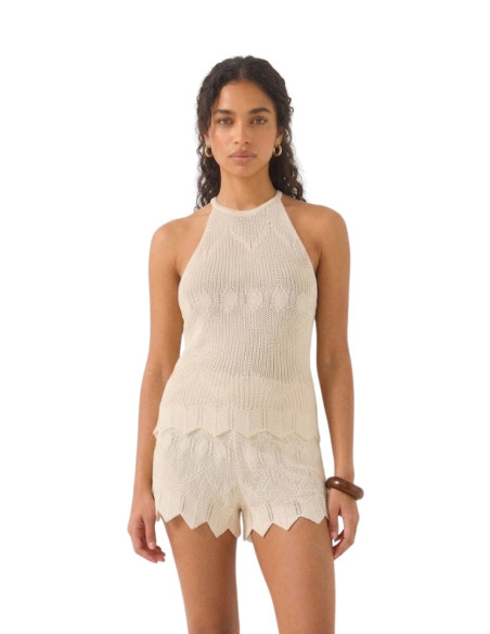 Top Halter in Maglia Crochet Latte Vero Moda | Glamour Shop