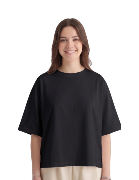 T-Shirt Over Girocollo Nera Zahjr Donna | Glamour Shop