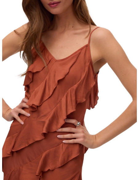Abito Lungo con Balze Ruggine Vero Moda | Glamour Shop