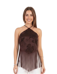 Top frange stampa fiori