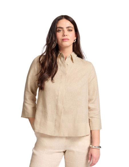 Camicia Boxy in Lino Sabbia Elena Mirò