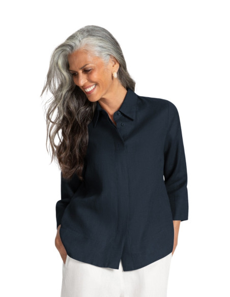 Camicia Boxy in Lino Blu Elena Mirò