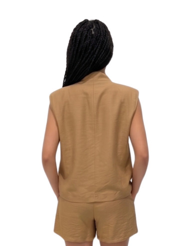 Gilet Asimmetrico Donna Effetto Crespo Zahjr