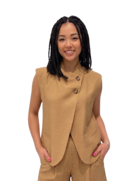 Gilet Asimmetrico Donna Effetto Crespo Zahjr
