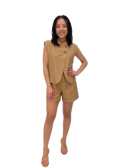 Gilet Asimmetrico Donna Effetto Crespo Zahjr