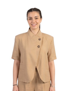 Giacca Crop Asimmetrica Donna Zahjr Effetto Crespo
