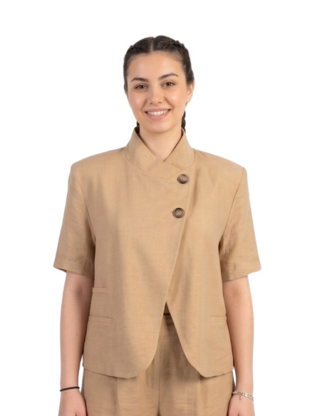 Giacca Crop Asimmetrica Donna Zahjr Effetto Crespo