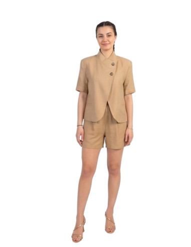Giacca Crop Asimmetrica Donna Zahjr Effetto Crespo