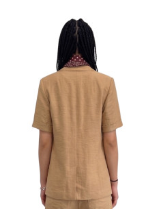 Giacca manica corta+ foulard effetto crespo BEIGE