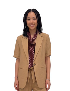 Giacca manica corta+ foulard effetto crespo BEIGE