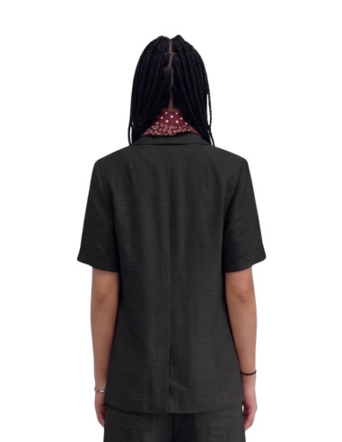 Giacca Donna con Foulard Effetto Crespo Nera Zahjr