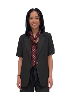 Giacca manica corta +foulard effetto crespo NERO