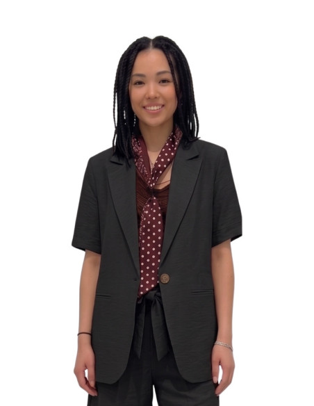 Giacca Donna con Foulard Effetto Crespo Nera Zahjr