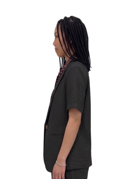Giacca Donna con Foulard Effetto Crespo Nera Zahjr