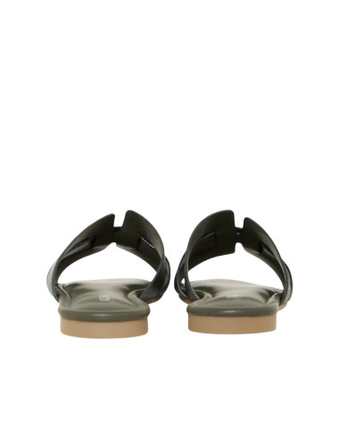 Pantofola Intrecciata Effetto Pitonato Verde Scuro Ichi | Glamour Shop