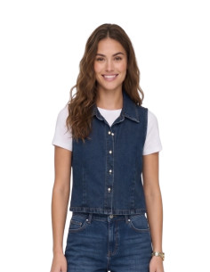 Gilet denim bottoni perle