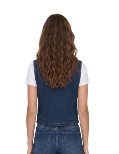 Gilet denim bottoni perle