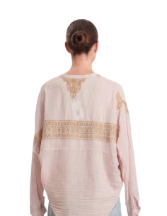 Camicia misto seta ricami ROSA