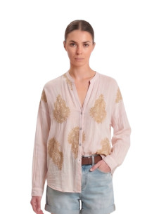 Camicia misto seta ricami ROSA