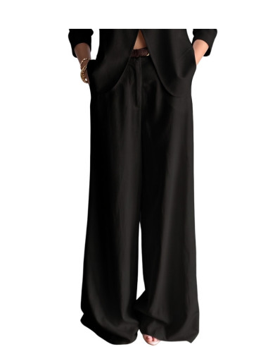 Pantalone Palazzo Effetto Crespo Nero Zahjr