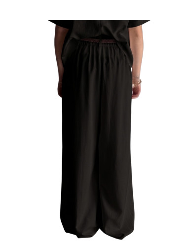 Pantalone Palazzo Effetto Crespo Nero Zahjr