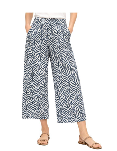 Pantaculotte Donna Fantasia Foglie Bianco Blu Vero Moda