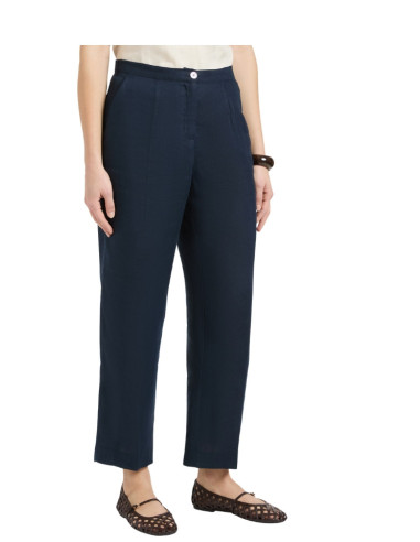 Pantalone in Lino Gamba Dritta Blu Elena Mirò | Glamour Shop