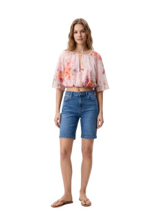 Top crop fantasia fiori acquerello