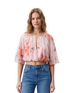 Top crop fantasia fiori acquerello