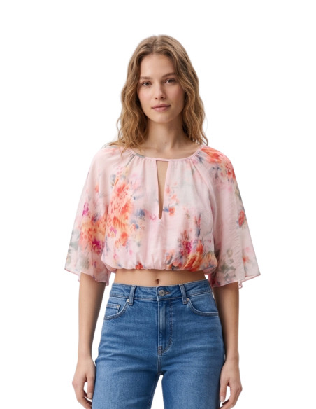 Top Crop Fantasia Floreale Acquerello Tensione In | Glamour Shop