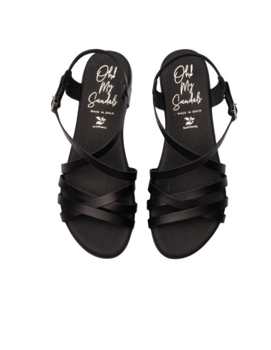 Sandalo Multifasce Nero Oh My Sandals | Glamour Shop