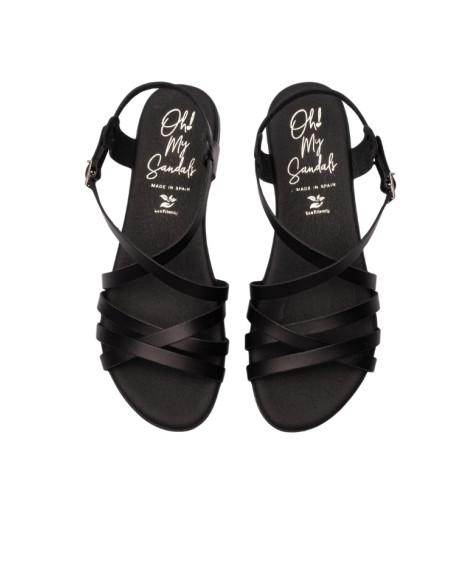 Sandalo Multifasce Nero Oh My Sandals | Glamour Shop