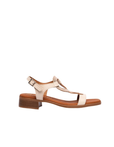 Sandalo con Fascia a T e Tacco Basso Avorio Oh My Sandals | Glamour Shop