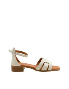 Sandalo con Tacco Basso Martellato Bianco Oh My Sandals | Glamour Shop