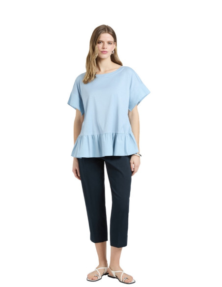 Pantalone Gamba Dritta con Spacco Laterale Blu Elena Mirò | Glamour Shop