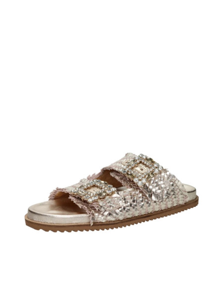 Sandalo Doppia Fascia Intrecciata Oro Keys | Glamour Shop