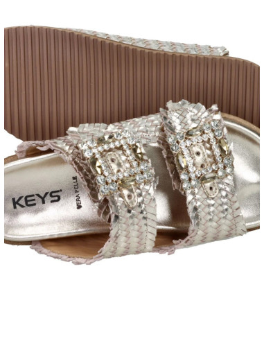 Sandalo Doppia Fascia Intrecciata Oro Keys | Glamour Shop
