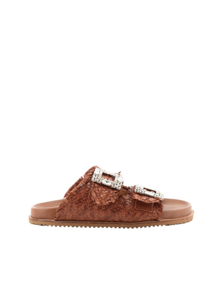 Sandalo Doppia Fascia Intrecciata Cuoio Keys | Glamour Shop