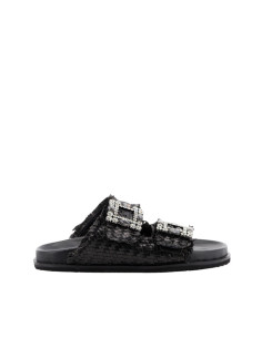 Sandalo Doppia Fascia Intrecciata Nero Keys | Glamour Shop