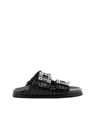Sandalo Doppia Fascia Intrecciata Nero Keys | Glamour Shop
