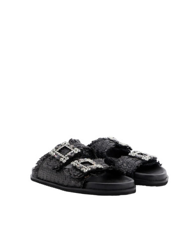 Sandalo Doppia Fascia Intrecciata Nero Keys | Glamour Shop