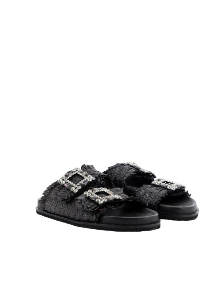 Sandalo Doppia Fascia Intrecciata Nero Keys | Glamour Shop