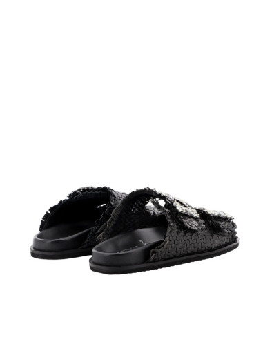 Sandalo Doppia Fascia Intrecciata Nero Keys | Glamour Shop