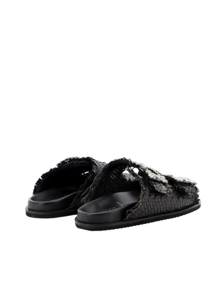 Sandalo Doppia Fascia Intrecciata Nero Keys | Glamour Shop