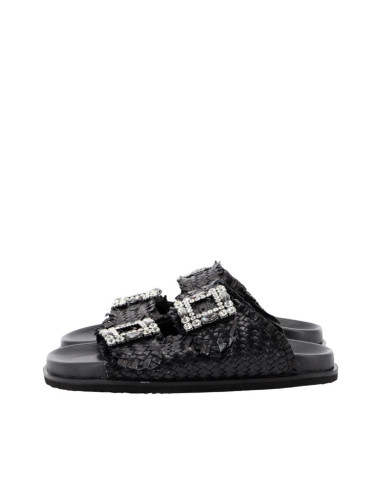 Sandalo Doppia Fascia Intrecciata Nero Keys | Glamour Shop