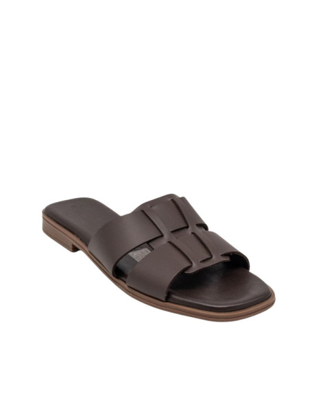 Ciabattina a Fasce Incrociate in Pelle Moro Oh My Sandals | Glamour Shop